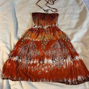 Boho halter neck brown dress